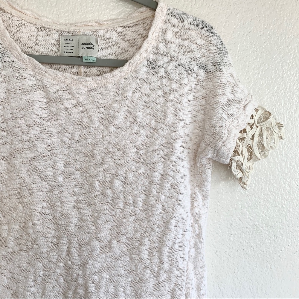 Saturday Sunday Anthro Crochet Slub Knit Top - Picture 3 of 8
